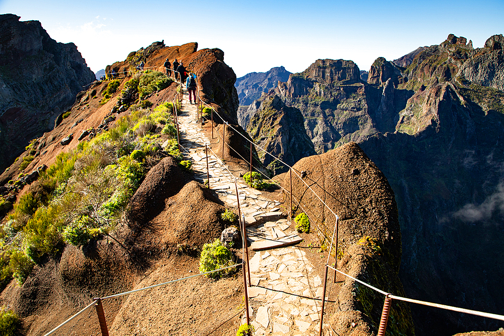 view of the mountains and rocks near Arieiro peak - the highest point of Madeira island, Portugal