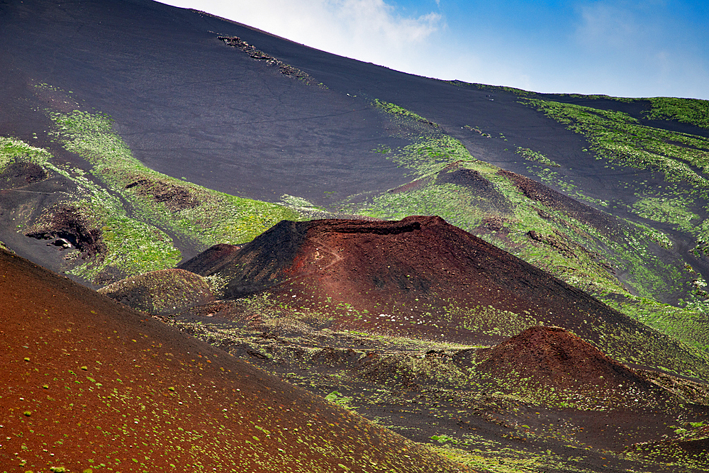 Landscape of Etna volcano, Sicily, Italy. Deserted martian-like surface. Beautiful Travel photography