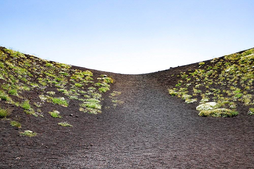 Landscape of Etna volcano, Sicily, Italy. Deserted martian-like surface. Beautiful Travel photography