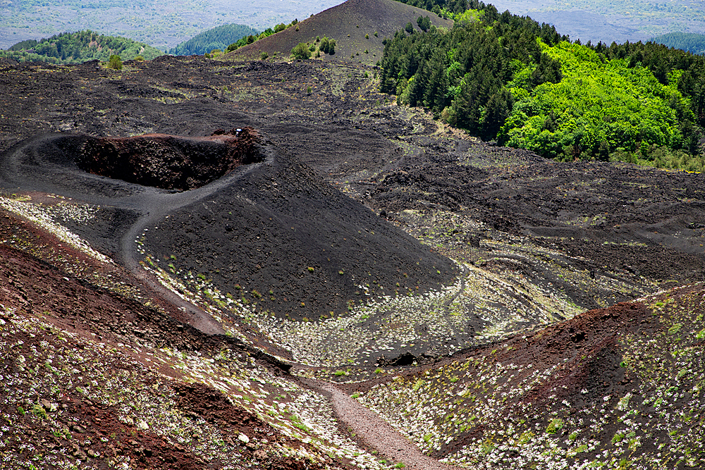 Landscape of Etna volcano, Sicily, Italy. Deserted martian-like surface. Beautiful Travel photography