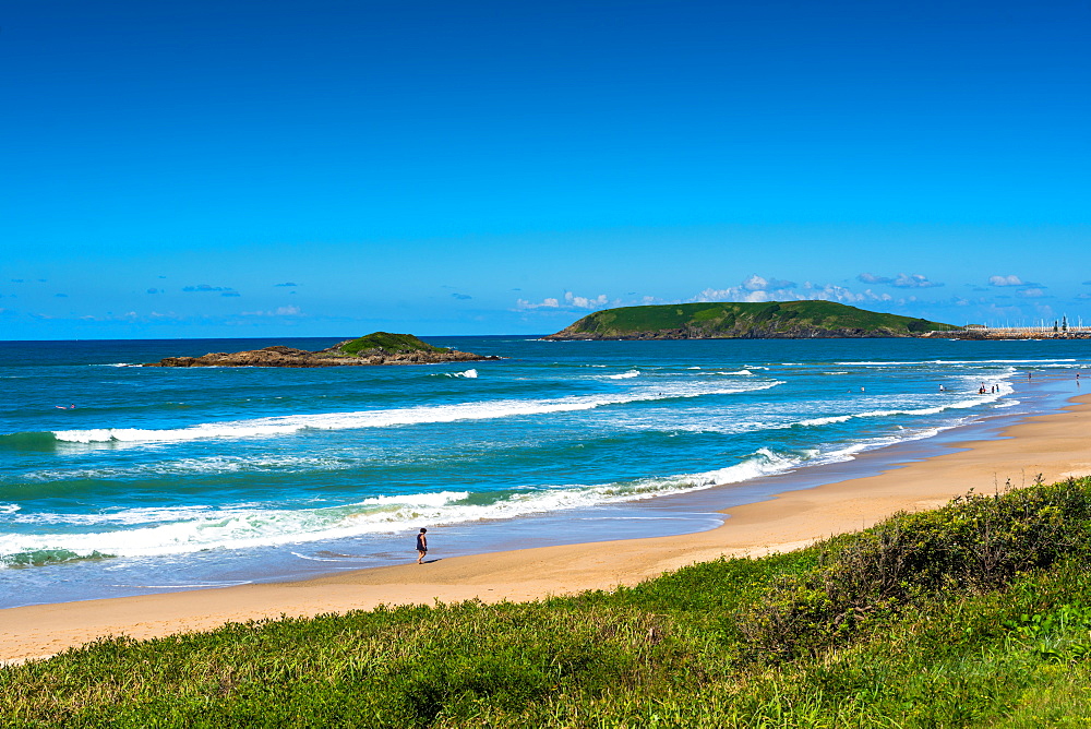 Muttonbird and Little Muttonbird islands seen from Coffs Harbour beach, New South Wales, Australia, Pacific