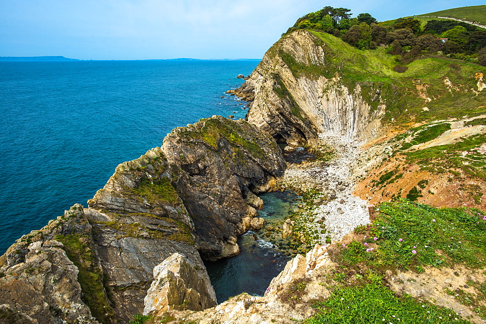 Stair Hole at Lulworth Cove on Dorset's Jurassic Coast, UNESCO World Heritage Site, Dorset, England, United Kingdom, Europe