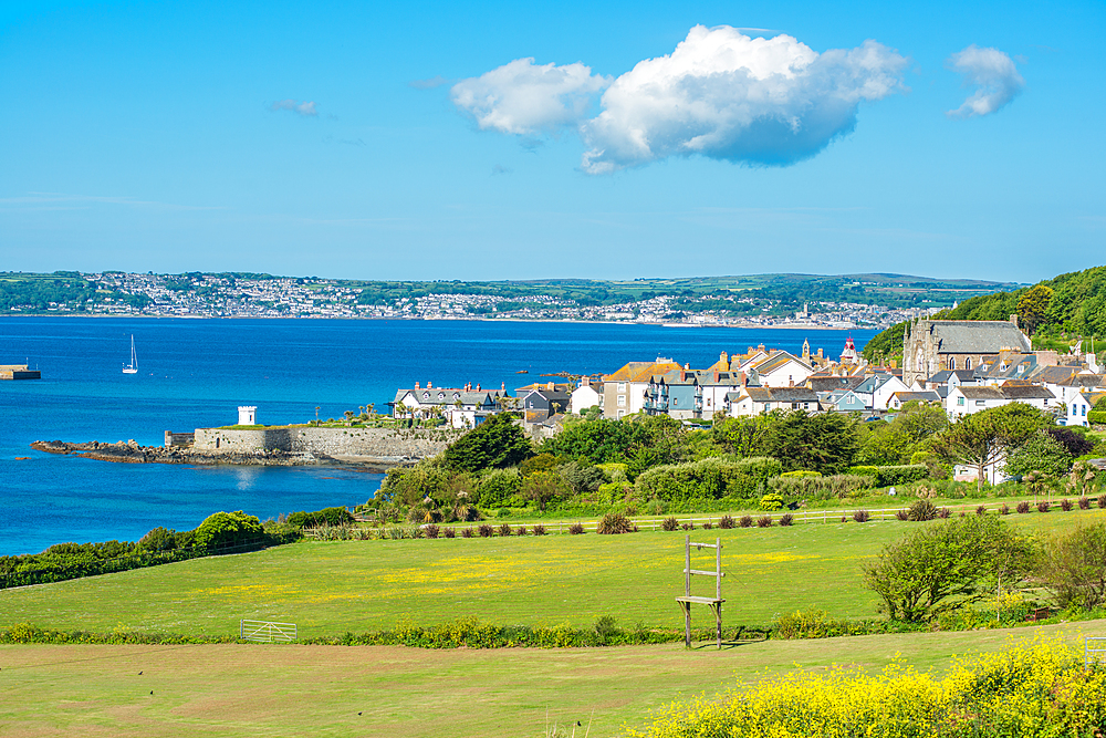 Marazion with Penzance in the distance, Cornwall, England, United Kingdom, Europe