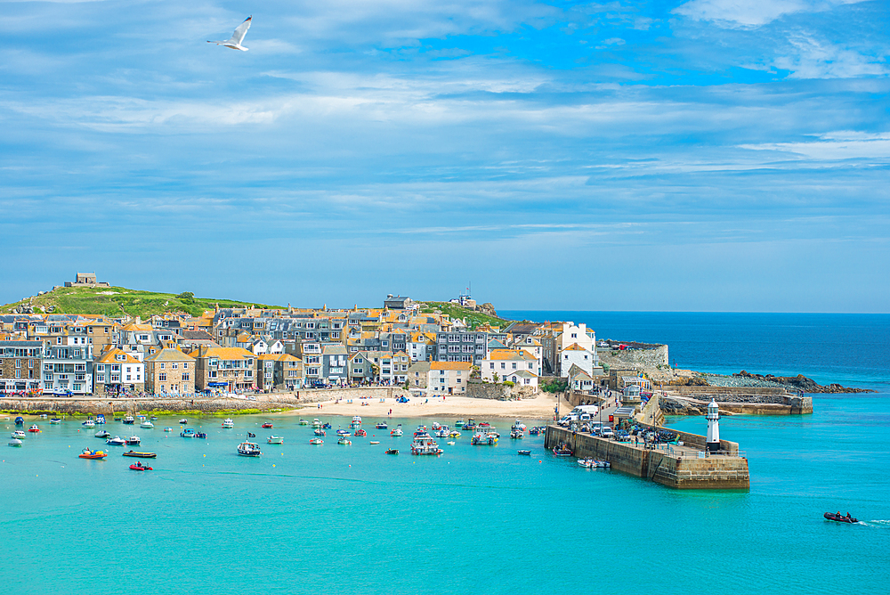 Panoramic views of St. Ives in Cornwall, England, United Kingdom, Europe