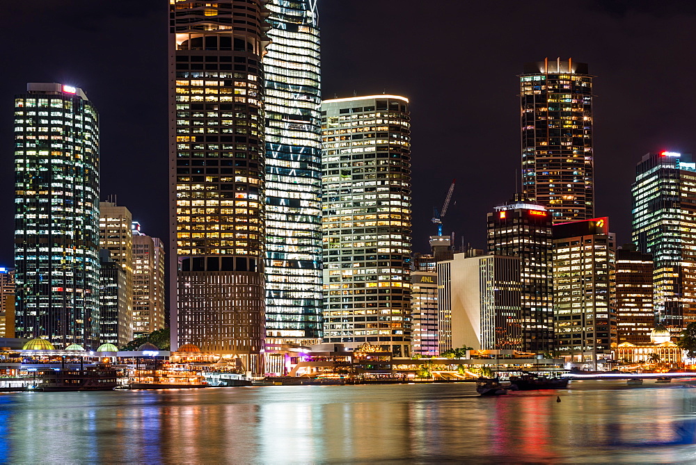 Brisbane city skyline after dark, Brisbane, Queensland, Australia, Pacific