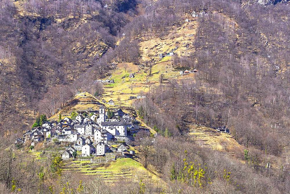 Village of Corippo, Verzasca Valley, Canton of Ticino, Switzerland, Europe