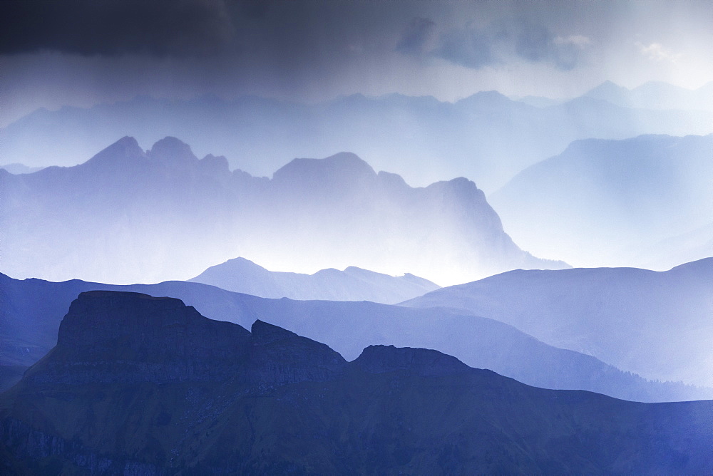 Summer storm in Fassa Valley, Trentino, Dolomites, Italy, Europe