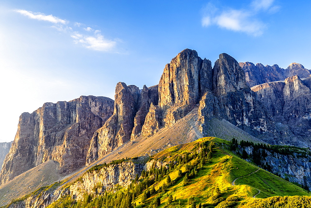 Sella Mountain Range, Gardena Pass, Gardena Valley, South Tyrol, Dolomites, Italy, Europe