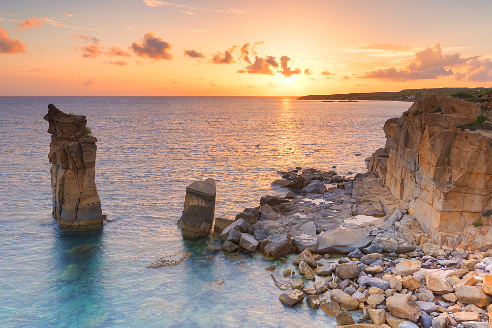 Sunset at Colonne di Carloforte, San Pietro Island, Sud Sardegna province, Sardinia, Italy, Mediterranean, Europe