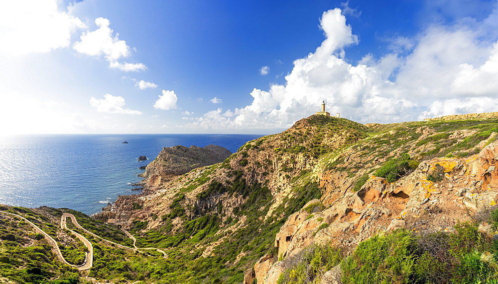 Lighthouse of Capo Sandalo, San Pietro Island, Sud Sardegna province, Sardinia, Italy, Mediterranean, Europe