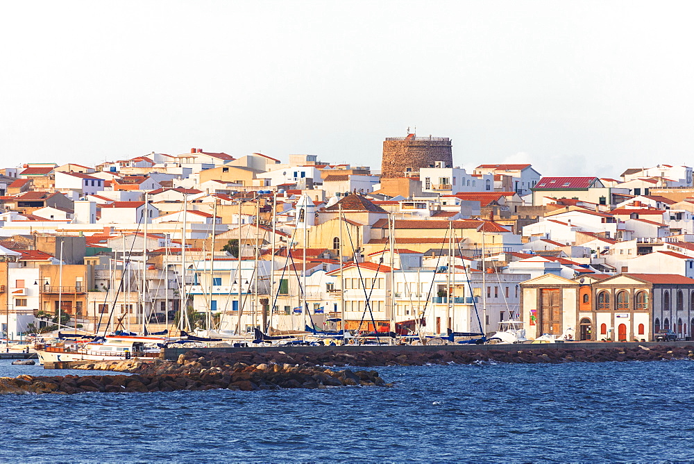 Village of Calasetta from the sea, Sant'Antioco Island, Sud Sardegna province, Sardinia, Italy, Mediterranean, Europe