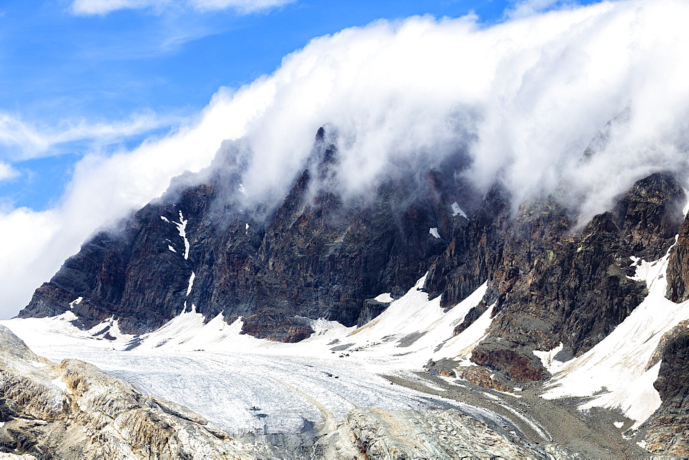 Clouds above the Scerscen glacier, Valmalenco, Valtellina, Lombardy, Italy, Europe