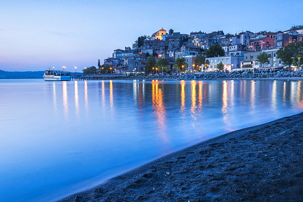 Lake Bracciano at night, Aguillara Sabazia, Province of Rome, Lazio, Italy, Europe