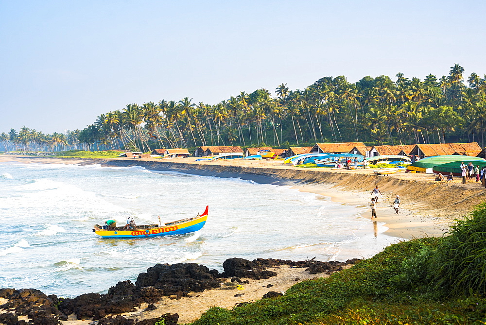 Kappil Beach fishing village, Varkala, Kerala, India, Asia