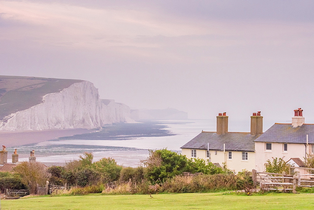 Cuckmere Haven, Seven Sisters chalk cliffs, South Downs National Park, East Sussex, England, United Kingdom, Europe