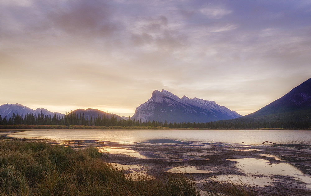 Sunrise over the Vermilion Lake, Banff National Park, UNESCO World Heritage Site, Canadian Rockies, Alberta, Canada, North America