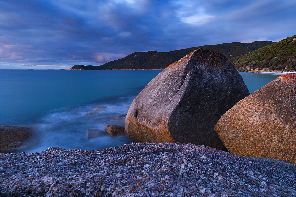 Long exposure landscape of the boulders along the coast of Wilsons Promontory National Park, Victoria, Australia, Pacific