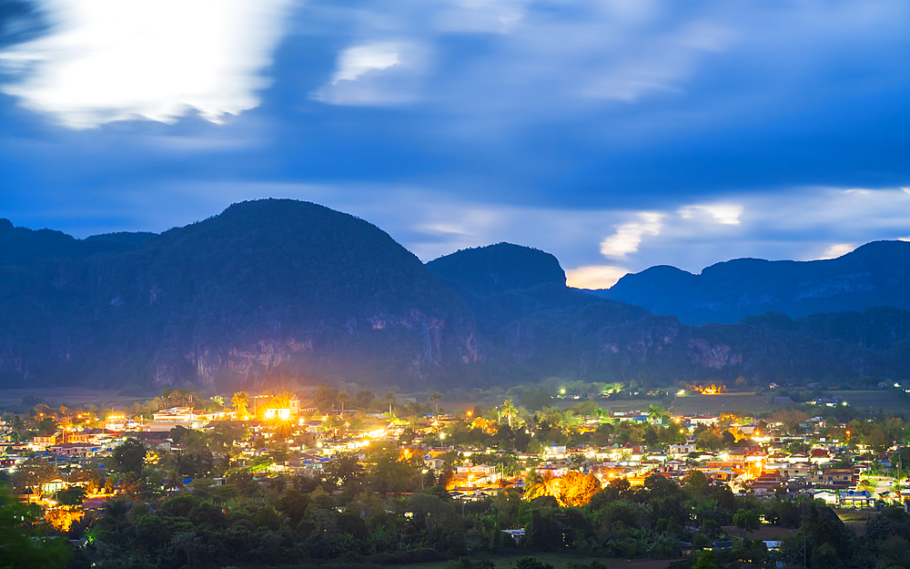 View of Vinales Valley at dusk, UNESCO World Heritage Site, Pinar del Rio Province, Cuba, West Indies, Caribbean, Central America