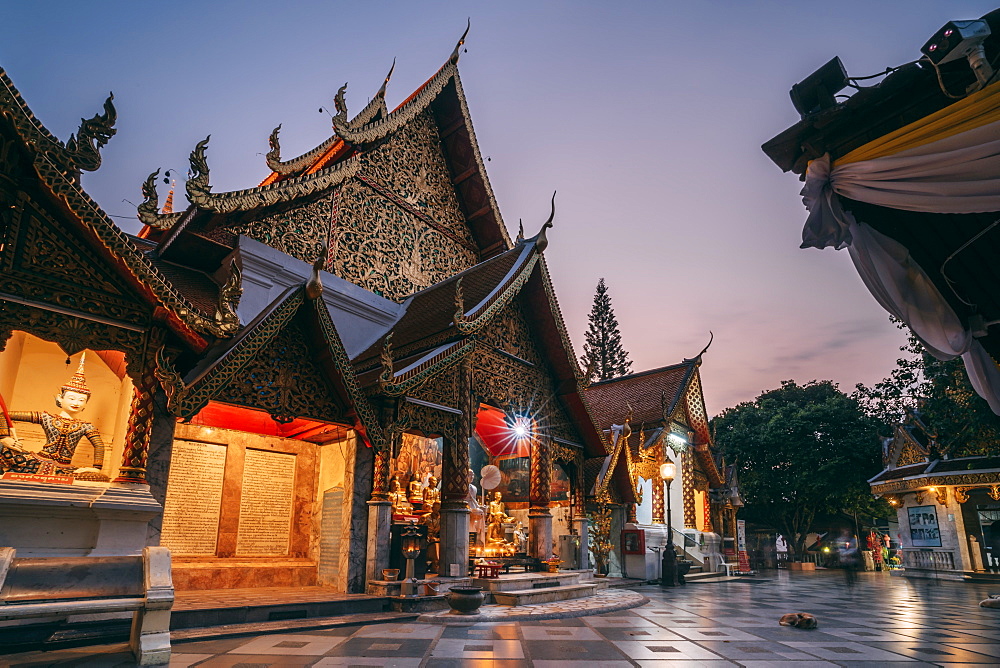 Sunrise at Wat Phra That Doi Suthep temple, Chiang Mai, Thailand, Southeast Asia, Asia