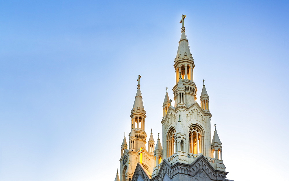 St. Peter and Paul Church at sunset, San Francisco, California, United States of America, North America