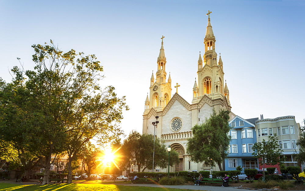 St. Peter and Paul Church at sunset, San Francisco, California, United States of America, North America