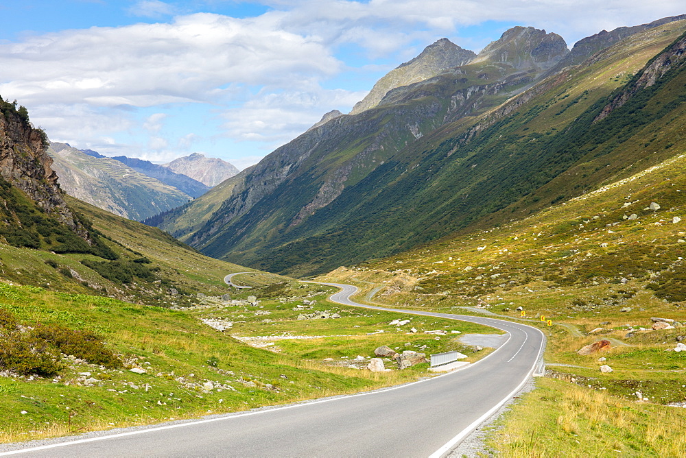 Curved road on the Silvretta High Alpine Road, a pass in the Austrian Alps, Tyrol, Austria, Europe