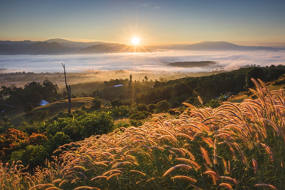 Sunrise from Yun Lai Viewpoint, Thailand, Southeast Asia, Asia