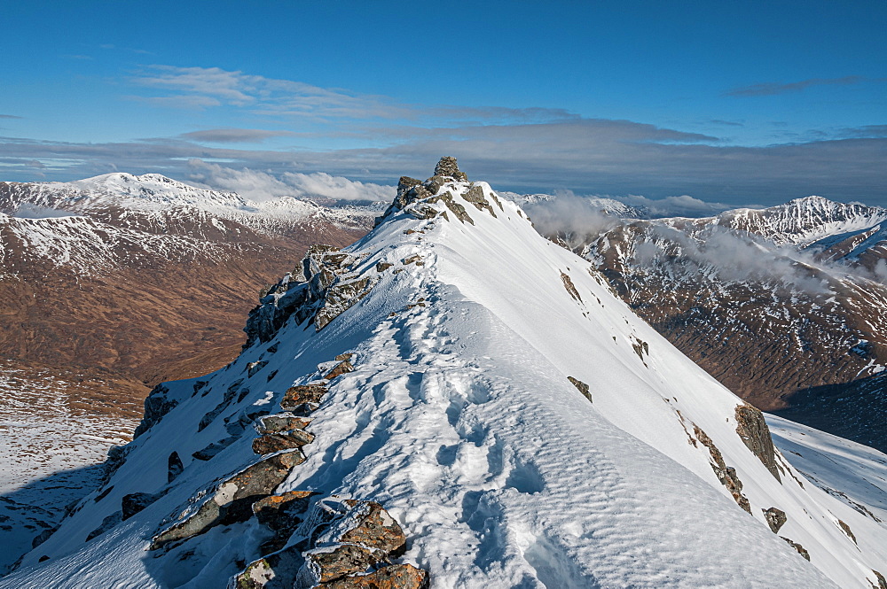 Sgurr a'Bhealaich Dheirg, the highest and finest Munro on the Brothers Ridge, above Glen Shiel, Highlands, Scotland, United Kingdom, Europe