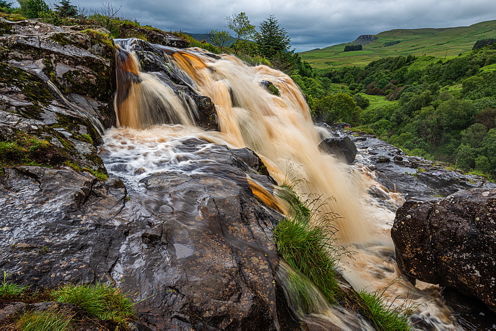 The Loup of Fintry waterfall on the River Endrick, located approximately two miles from Fintry village, near Stirling, Scotland, United Kingdom, Europe