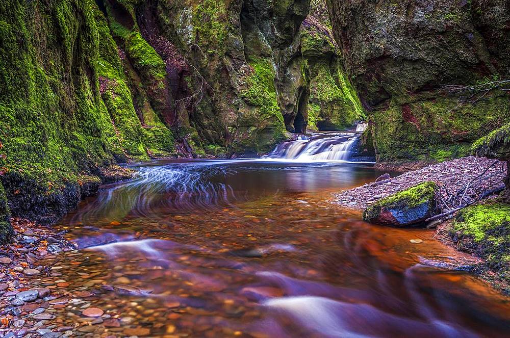 The gorge at Finnich Glen (Devils Pulpit) near Killearn, Stirlingshire, Scotland, United Kingdom, Europe