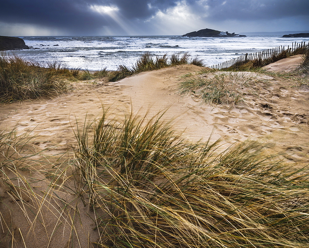 The beach at Bantham during a storm, near Kingsbridge, Devon, England, United Kingdom, Europe