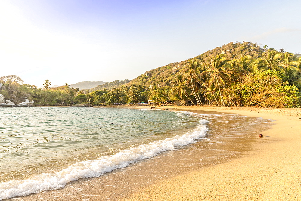 A view of a beach and the Caribbean sea in Tayrona National Park, Colombia, South America