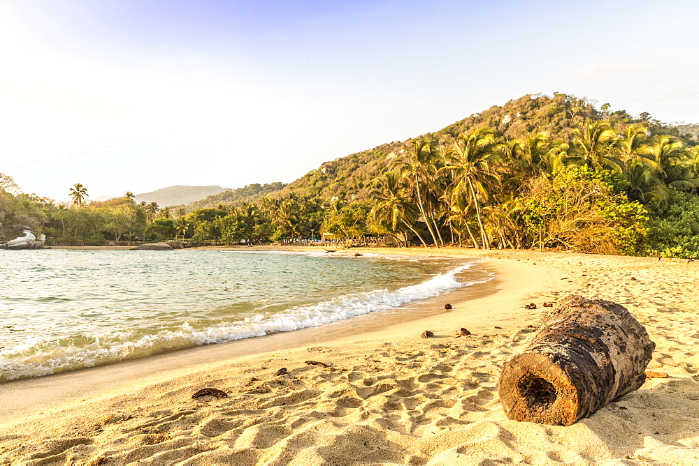 A view of a beach and the Caribbean sea in Tayrona National Park, Colombia, South America