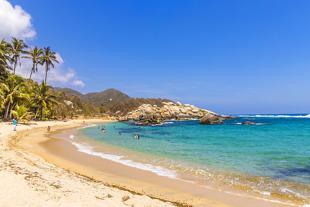 A view of the Caribbean beach at Cabo San Juan in Tayrona National Park, Colombia, South America