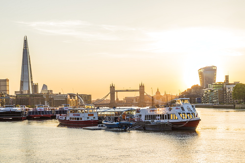 Cityscape, Shard, Tower Bridge and River Thames, London, England, United Kingdom, Europe