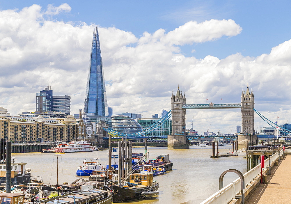 The Shard, Tower Bridge and River Thames, London, England, United Kingdom, Europe