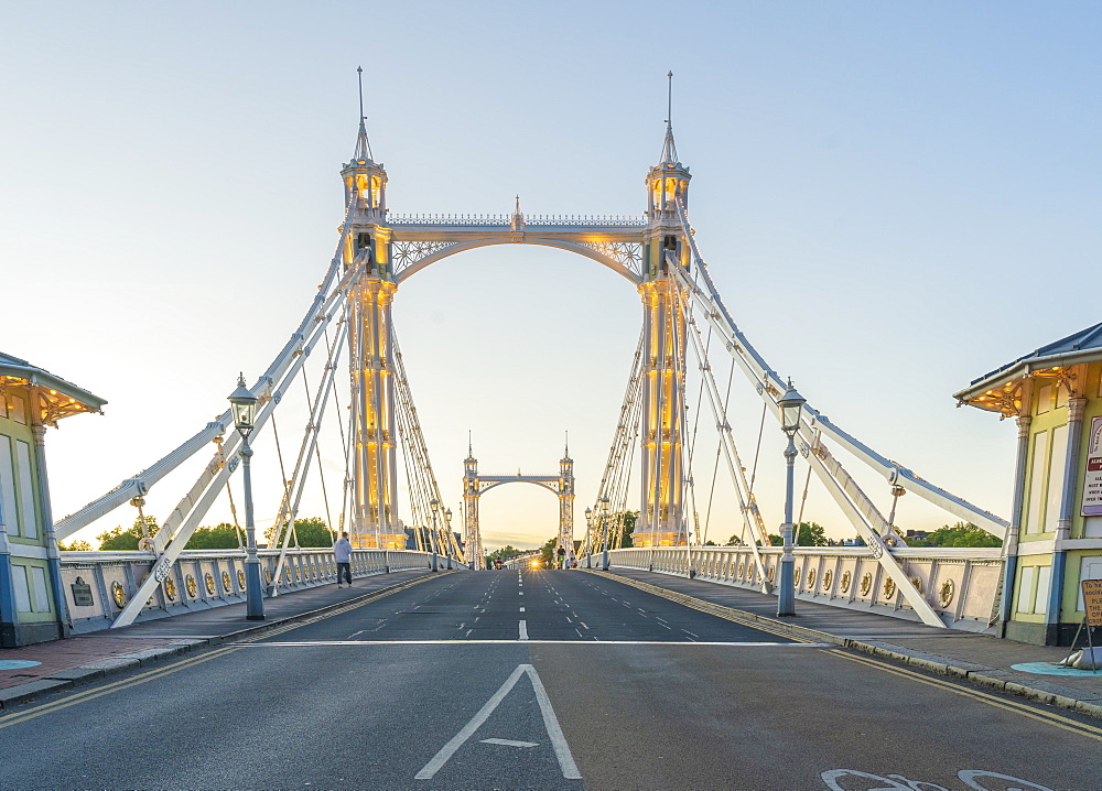 Illuminated Albert Bridge, London, England, United Kingdom, Europe