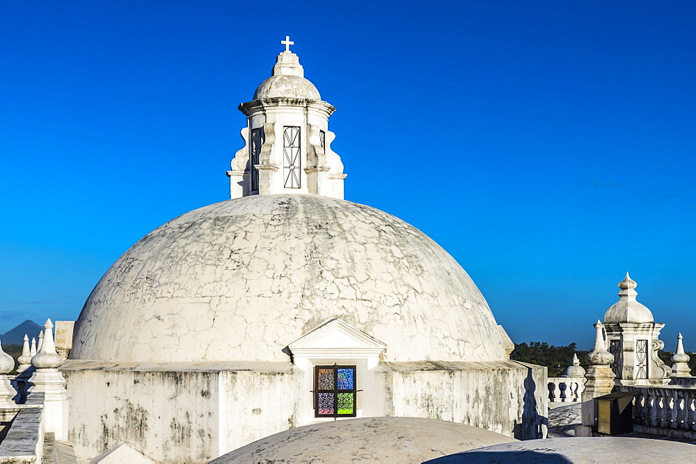 The beautiful white domes on the roof of the Cathedral of the Assumption, UNESCO World Heritage Site, Leon, Nicaragua, Central America