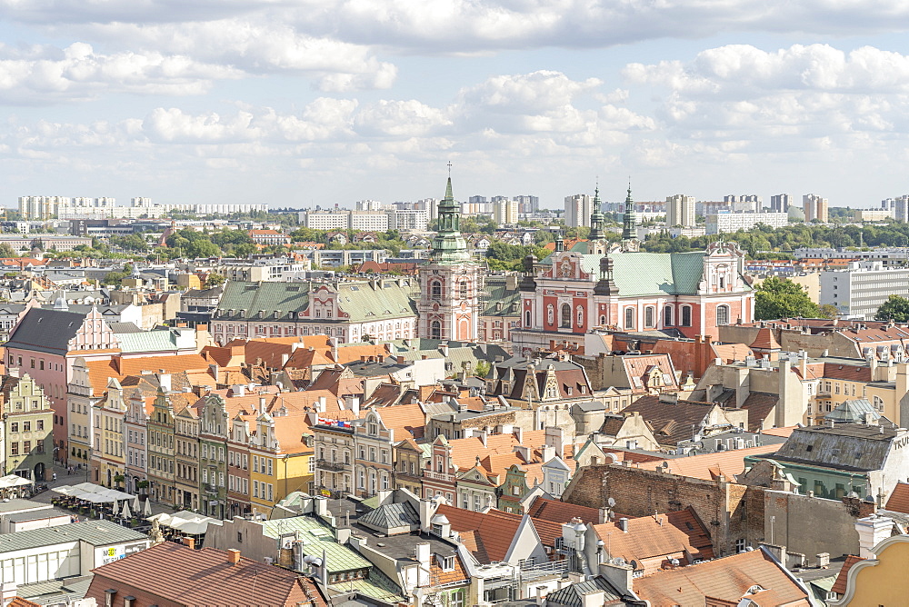 Elevated view over the Old Town, Poznan, Poland, Europe