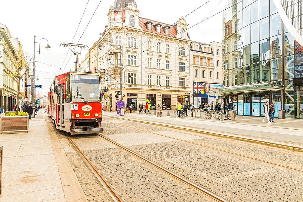 A tram in Katowice, Silesian, Poland, Europe