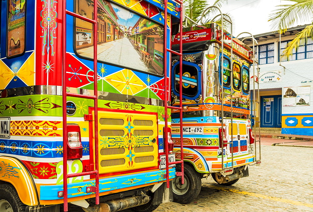 Colourful tuk tuks in Guatape, Colombia, South America