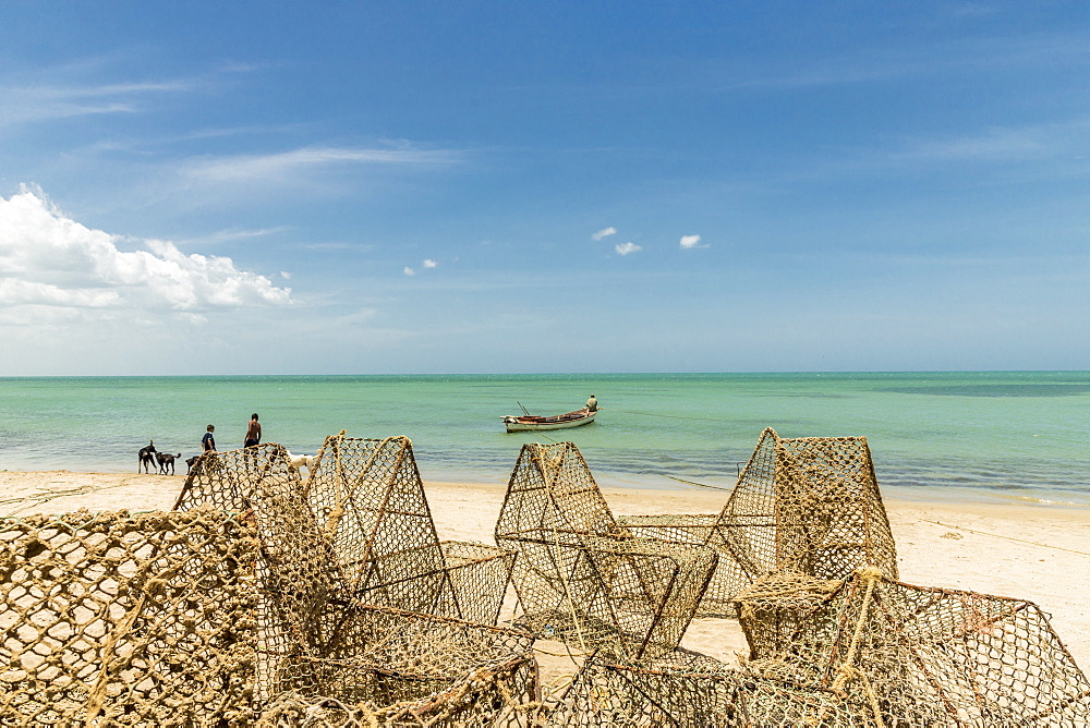 Local fishing traps on the Caribbean beach in Cabo de la Vela, Guajira, Colombia, South America