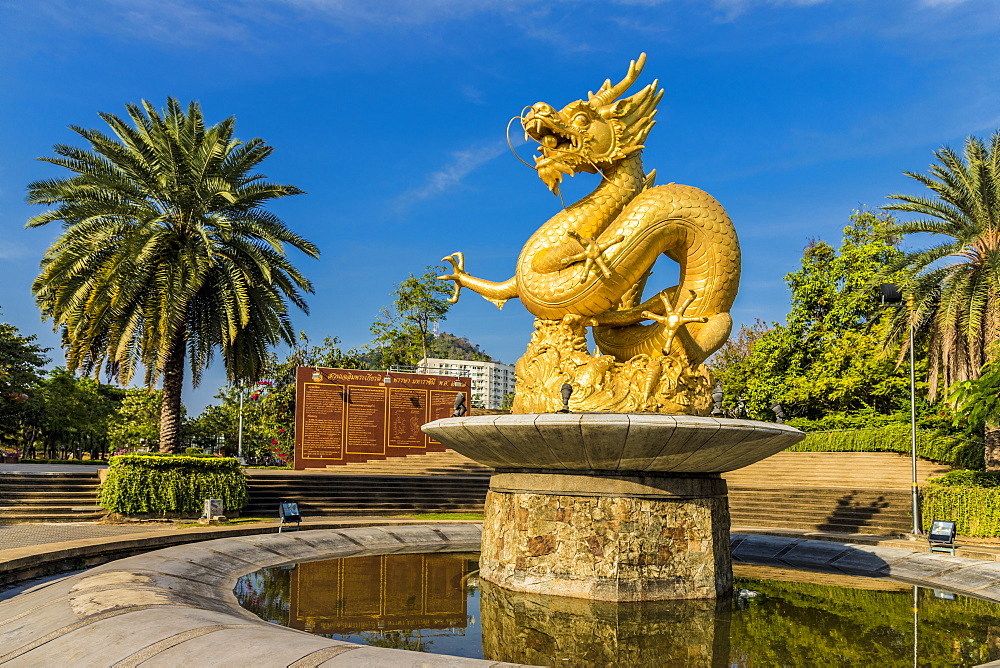 The Hai Leng Ong Statue (Golden Dragon Monument) in Phuket Old Town, Phuket, Thailand, Southeast Asia, Asia