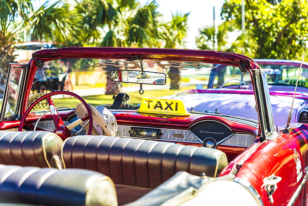 A view of a classic American car used as a taxi in Varadero, Cuba, West Indies, Caribbean, Central America