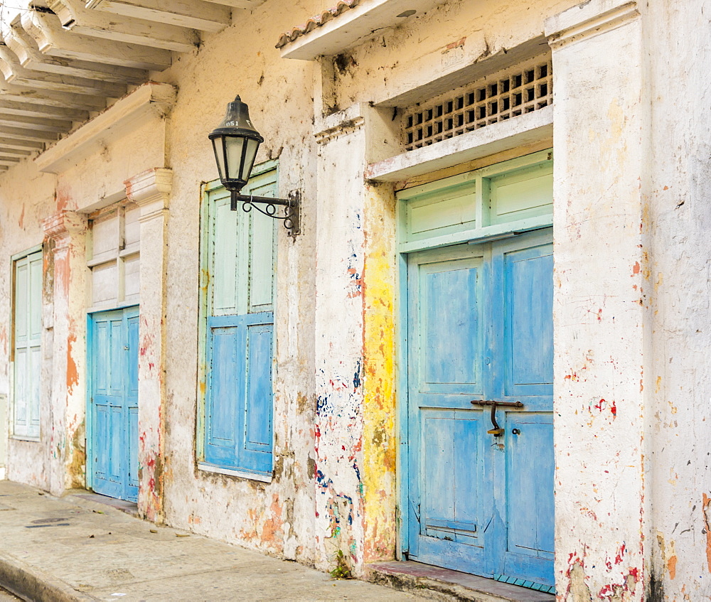 A traditional building in the old town in Cartagena de Indias, Colombia, South America