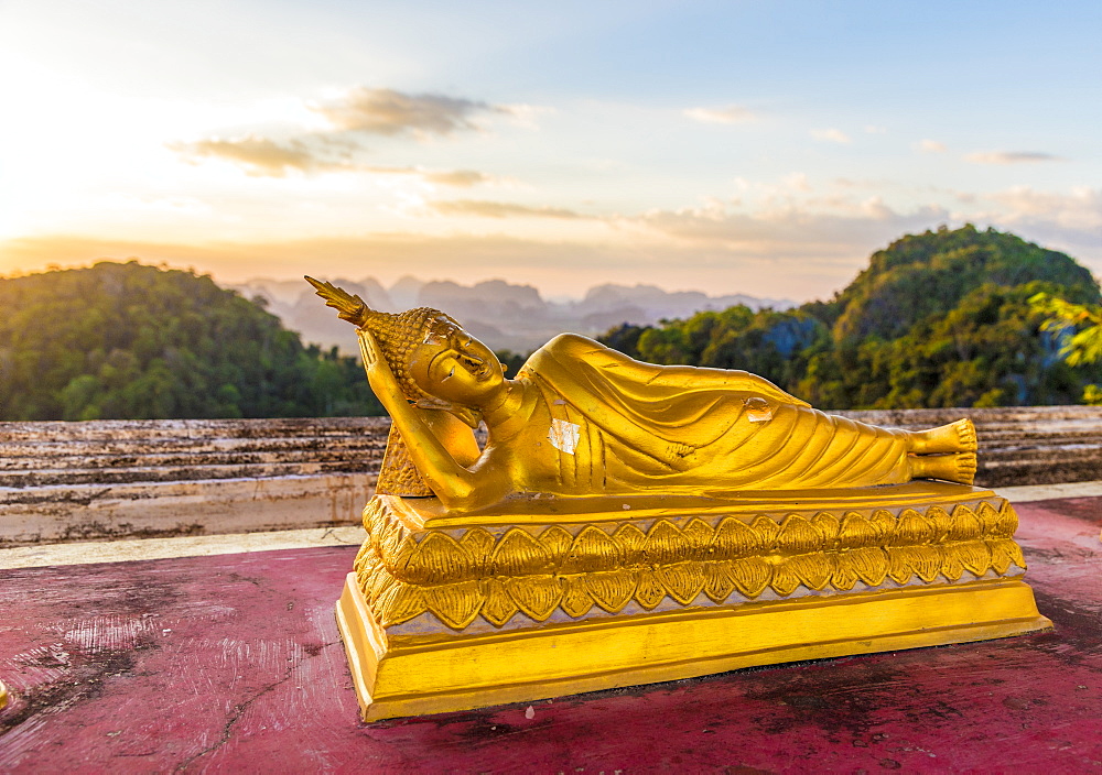 A statue of Buddha at the Tiger Cave Temple in Krabi, Thailand, Southeast Asia, Asia