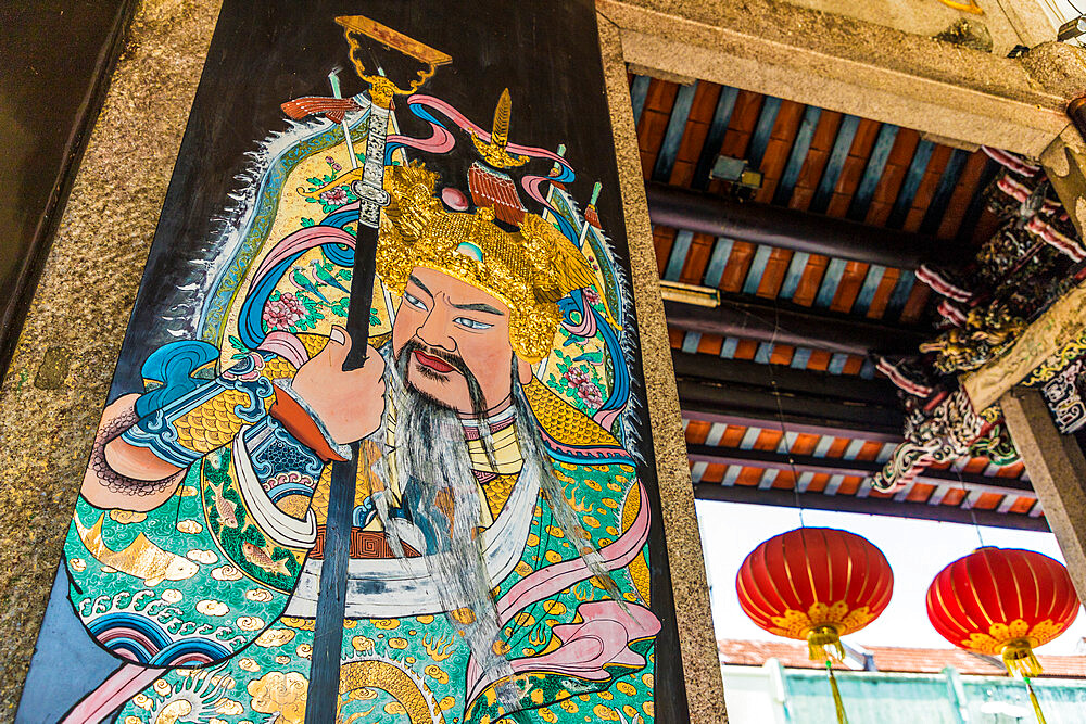 Ornate doors at Han Jiang Ancestral Temple in George Town, UNESCO World Site, Penang Island, Malaysia, Southeast Asia, Asia