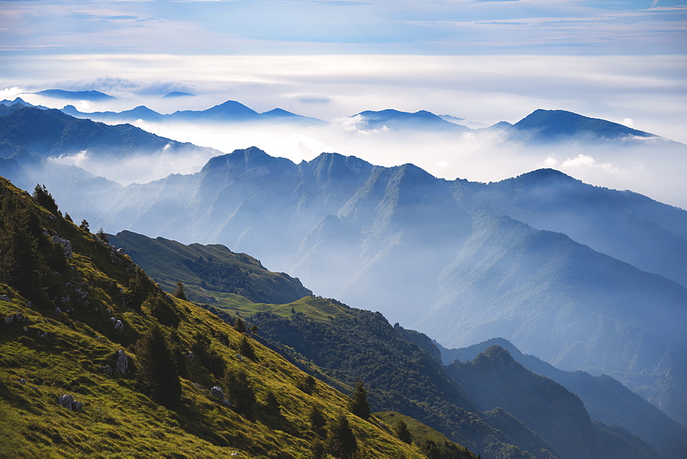 Brescia prealpi in autumn morning, Brescia province, Lombardy district, Italy, Europe