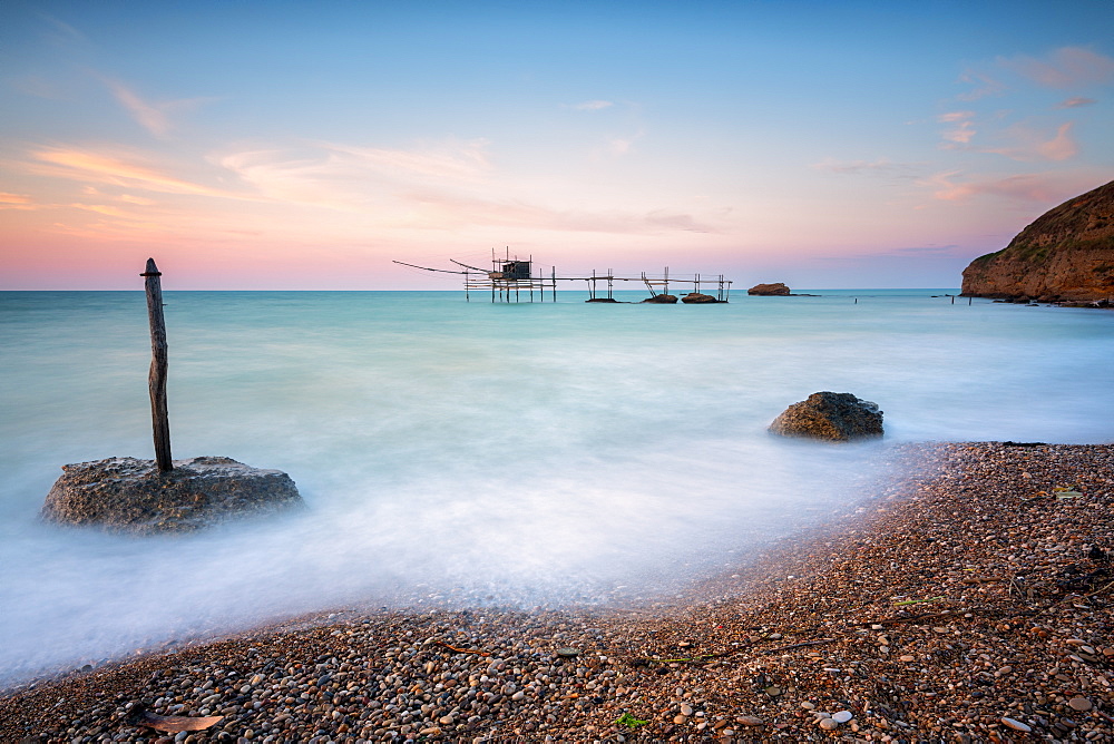 Costa dei Trabocchi National Park at dawn, Vasto, Punta Aderici, Marche, Italy, Europe