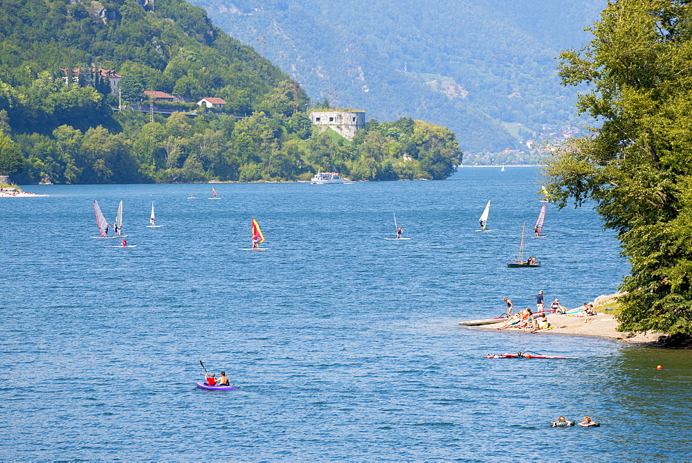 Sailboats on Lake Idro, Valle Sabbia, Brescia Province, Lombardy, Italy, Europe